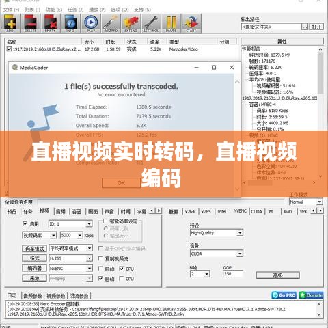 直播視頻實時轉(zhuǎn)碼，直播視頻編碼 