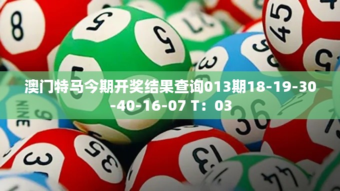 澳門(mén)特馬今期開(kāi)獎(jiǎng)結(jié)果查詢013期18-19-30-40-16-07 T：03