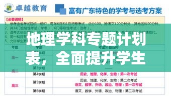 地理學科專題計劃表，全面提升學生地理素養(yǎng)與能力的全面規(guī)劃方案