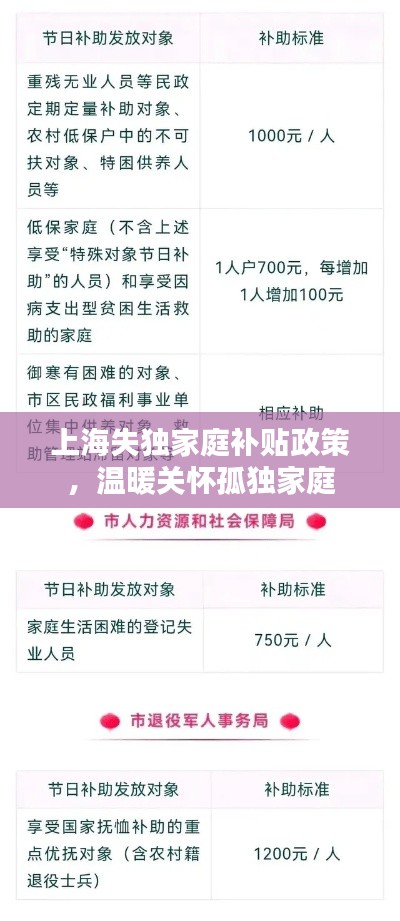 上海失獨家庭補貼政策，溫暖關(guān)懷孤獨家庭